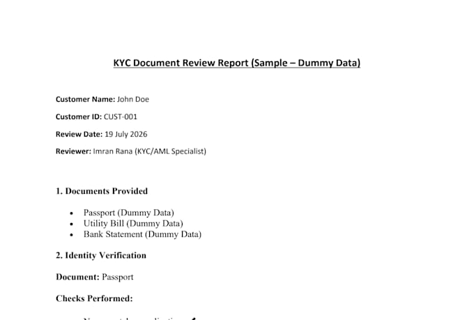 perform kyc aml compliance review, customer due diligence and risk assessment